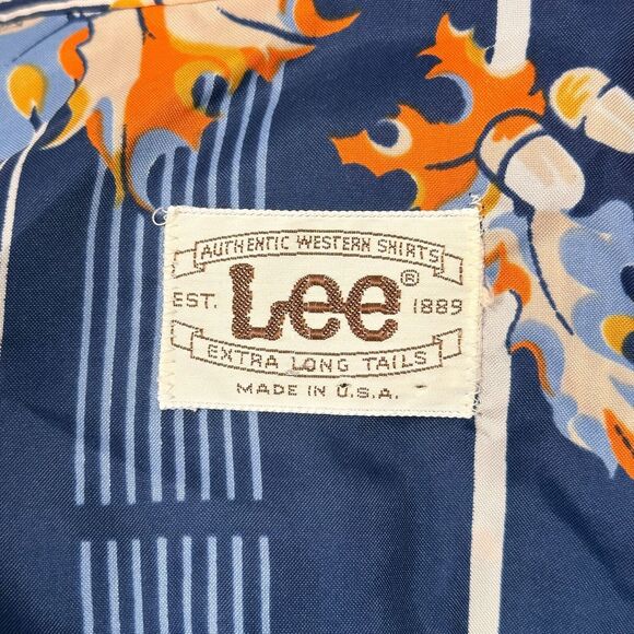 Lee Western Acorn Autumn Men's Small Long Sleeve Cowboy Shirt Extra Long Tails - Picture 11 of 11